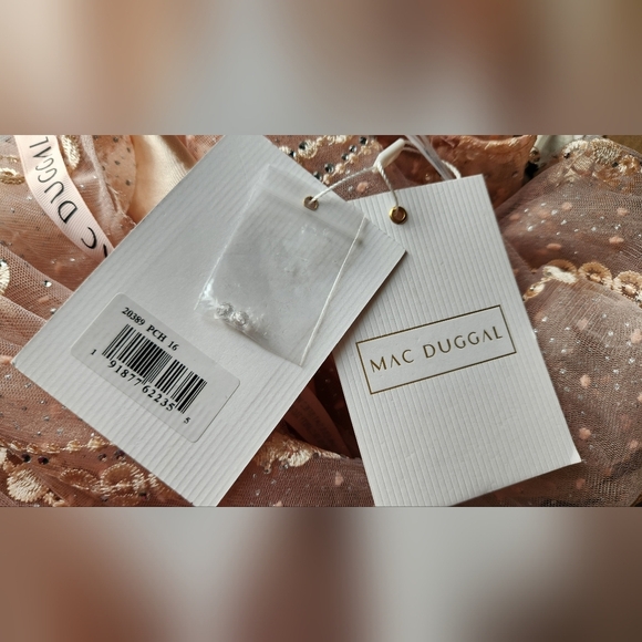 NWT Mac Duggal Peach Embellished One Shoulder A Line Gown - Picture 5 of 9